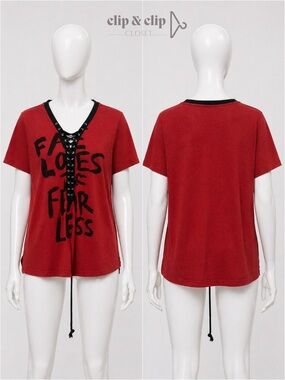 Forever 21 Women’s Plus Size Graphic T-Shirt — Lace-Up Front